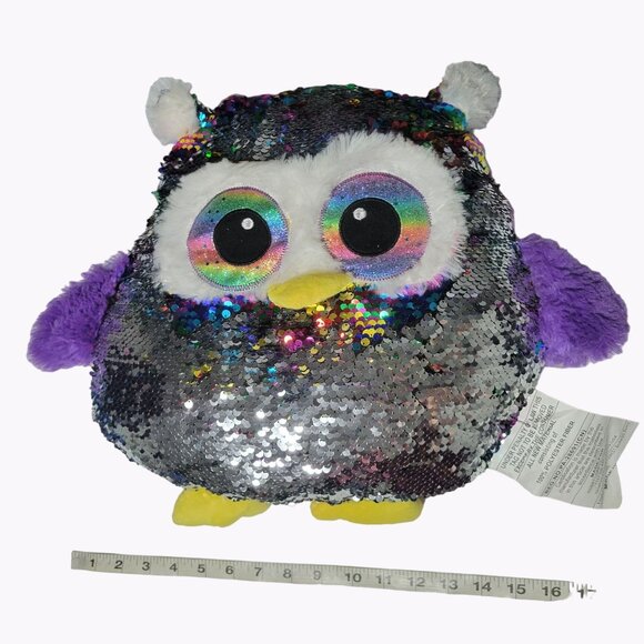 Hobby Lobby Owl 14 inch Plush Pillow Reversible Sequins Purple Stuffed Animal - Picture 2 of 6